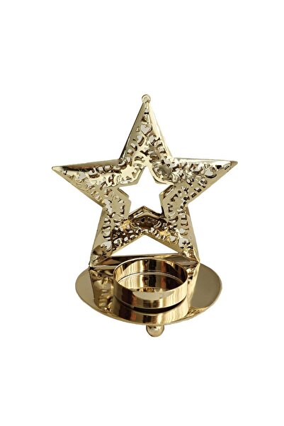 OEM Decorative Christmas Candle Holder Golden Star Model Made of Art Metal, for the Front Table