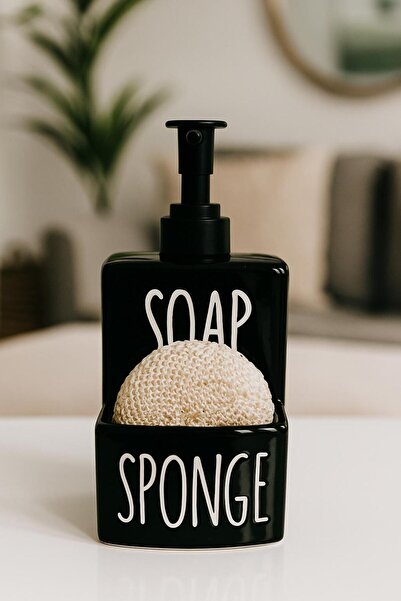 ALLEGRI Dozator de săpun lichid din ceramică de lux cu set de burete pentru b...