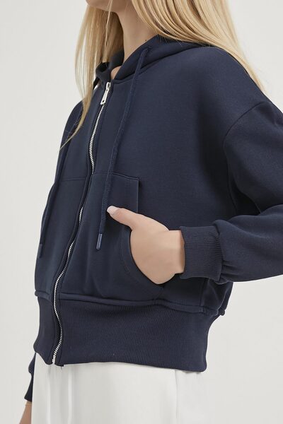 Arma Life Γυναικείο φούτερ με φερμουάρ και κουκούλα Laci Loose Crop