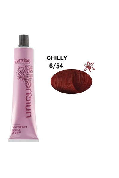 Subrina Professional , Unique, Permanent Hair Dye, 6/54 Dark Blonde Golden Red, 100 ml