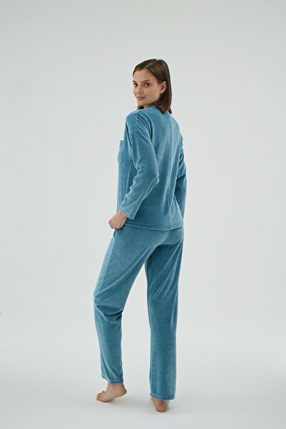 Sevim 16990 KADIN KADİFE NAKIŞLI PİJAMA TAKIM