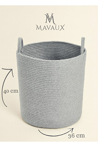 MaVaux El İşçiliği Dokulu Büyük Boy Sepet – 40 x 36 cm Dekoratif Ev Düzeni, O...