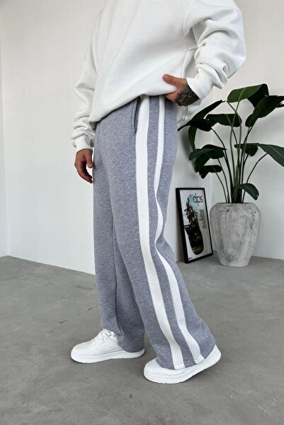 HAFKAGİYİM Gray Piece Stripe Detail Embellished Baggy Tracksuit