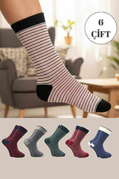 BENİSA ÇORAP Men's Multicolored Sock Long Striped Patterned Socks Seamless Pa...