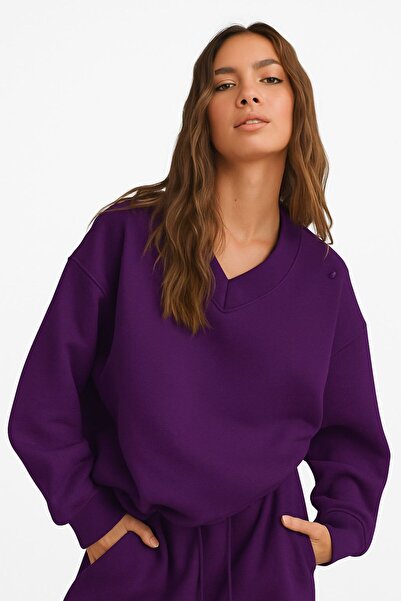 E-ROMA UNISEKS SWEATSHIRT SA V-IZREZOM