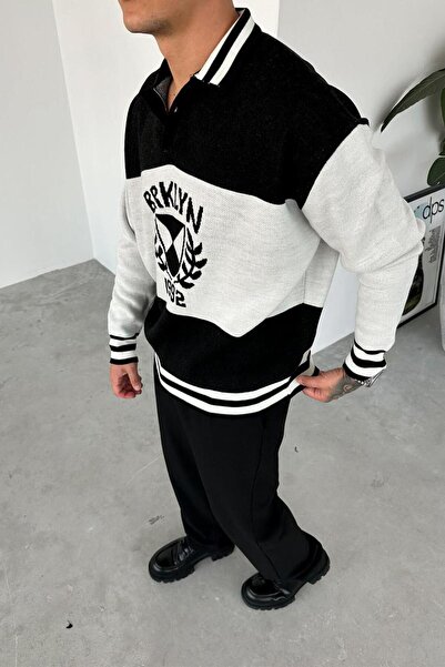 HAFKAGİYİM Black 1992 Collar Stripe Detail Sweatshirt