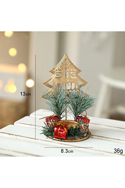 Flippy Κηροπήγιο, Flippy, Χριστουγεννιάτικο Δέντρο με Κλαδιά Ταράνδου και Έλατου, Μέταλλο, 13 x 8,3 εκ., Χρυσό