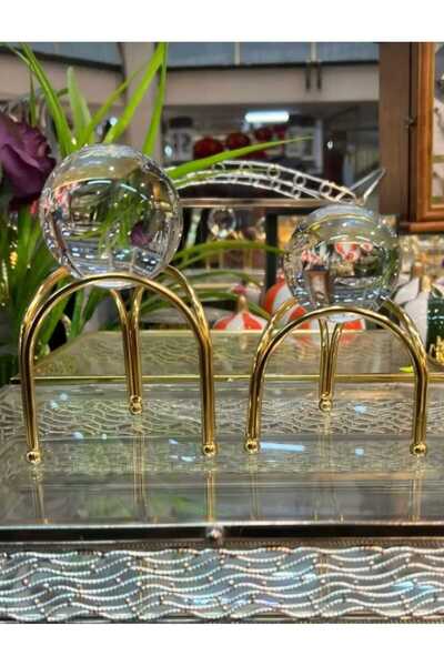 vipgross 2 Li Kristal Küre 3 Ayak Gold Renk 2 li gold 3 ayak kristal küre