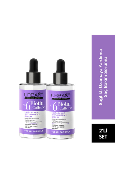 Urban Care Expert No.6 Biotin Kafein Dökülme Karşıtı Saç Bakım Serum Seti 2x50 ml -vegan