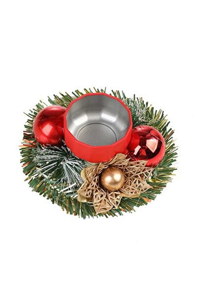 OEM Christmas Candle Holder, Cup Model with 2 Red Globes, Garland Candlestick