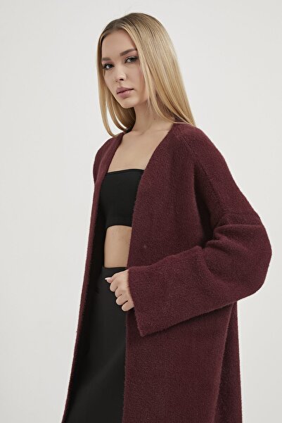 Arma Life Women's Basic Premium Daily Burgundy Long Knit Cardigan