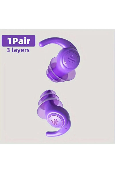 Choice سدادات أذن HUAK أرجوانية مكونة من 3 طبقات من السيليكون الناعم، قابلة ل...