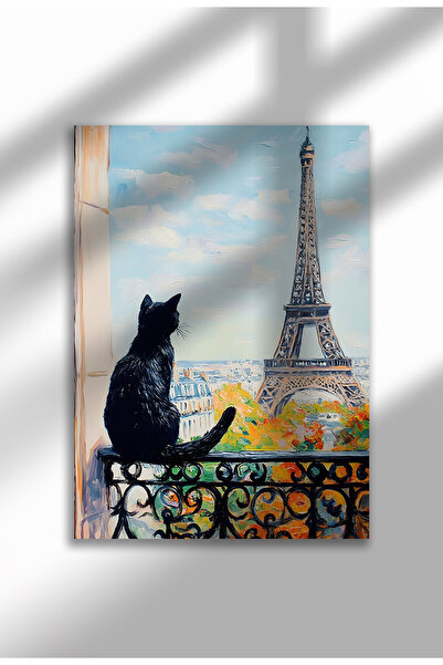 21mxm Imprimeu pe pânză cu pisică neagră – Operă digitală pe hârtie neînrămat...