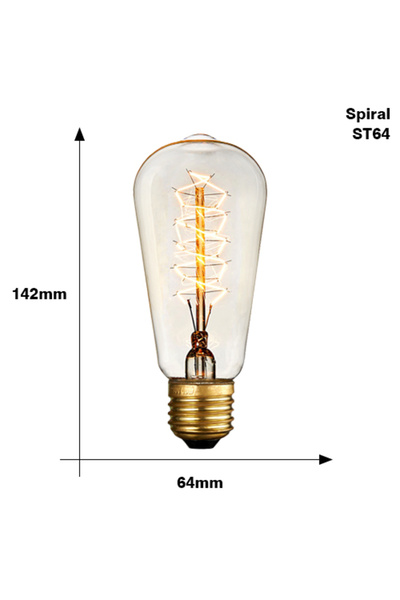 Choice E27 40W ST64 spirai 220V Retro Edison Bulb E27 220V 40W ST64 G80 G95 G...