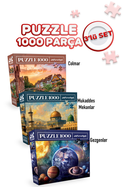 Neverland 3 ADET 1000 PARÇA PUZZLE - COLMAR VE MUKADDES MEKANLAR VE GEZEGENLER