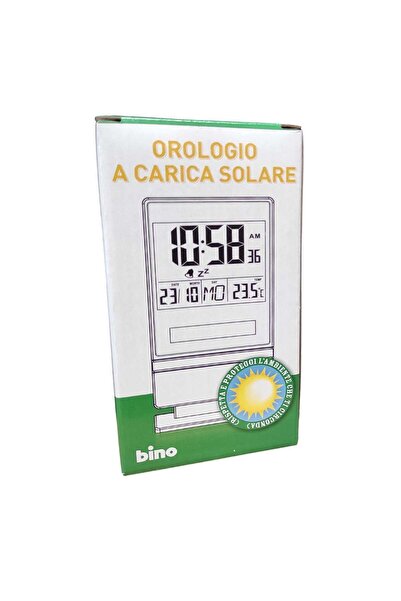 Bino Solar clock with alarm, time, date, day, temperature, 15 x 9 cm, 026722AA