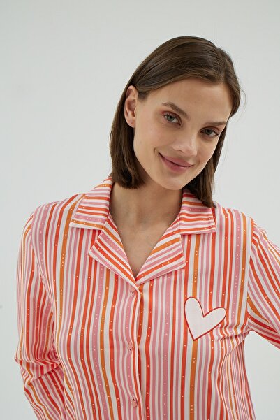 Sevim 16979 KADIN NAKIŞLI DÜĞMELİ PİJAMA TAKIM