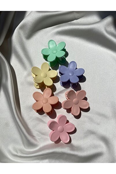 jemilas Lotus Model Renkli Çiçek Papatya Mandal Saç Tokası - 6'lı Set Pastel ...