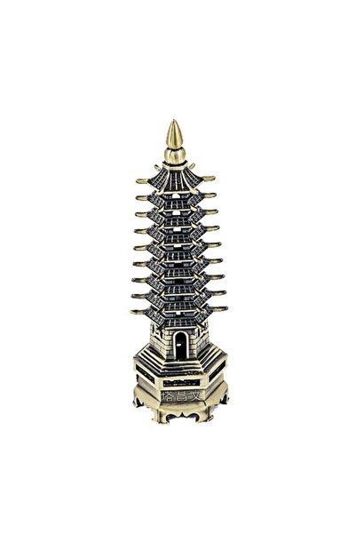 Feng Shui Pagoda celor noua nivele din metal aurie