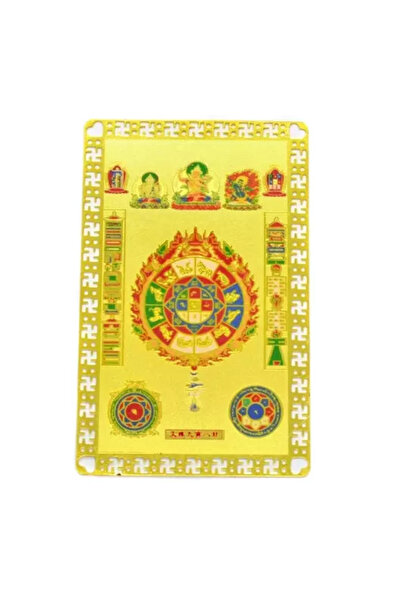 Feng Shui Card metalic roata de foc,roata Dharma, pentru intelepciune, impotriva conflictelor