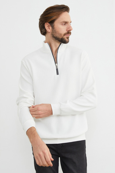 Fulla Moda Φούτερ με μισό φερμουάρ με κορδόνια