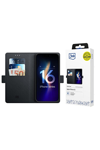 3MK Portofel pentru iPhone 16, neagră