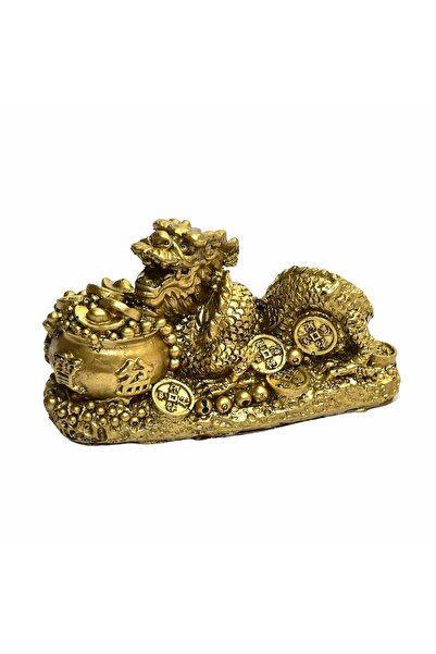 Feng Shui Dragon auriu cu vasul bogatiei