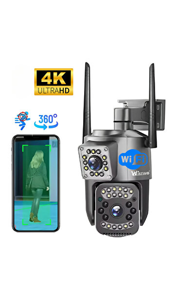 SPEEDSTORE WiFi Camera 4K 8MP 2 Lenses Night Vision Color IP66