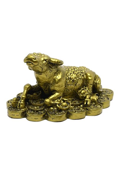 Feng Shui Buffalo sitting on coins and nuggets
