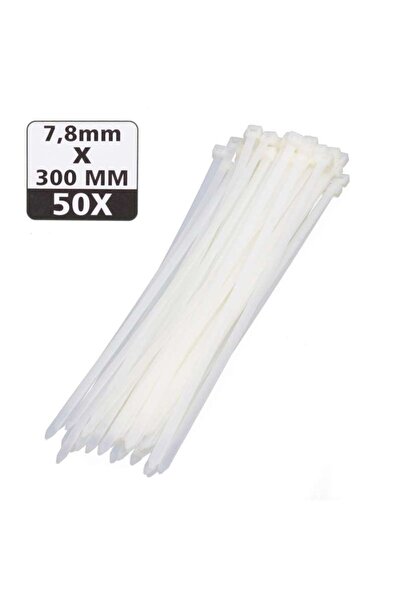 HöffTech Germany Set de 50 buc Coliere de Plastic 300 mm x 7,8 mm culoare alb...