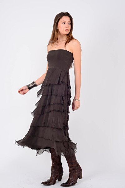 EREN STYLE Italian 2 Size Slimming Layered Silk Skirt & Strapless Dress