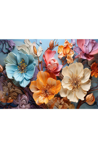 VIODESIGN Fototapet 3D, autoadeziv, Pictura Relief Floari Multicolore, multicolor,120 x 200 cm 3D103