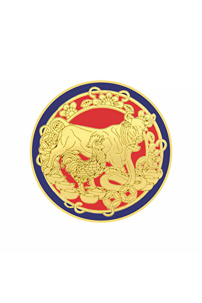 Feng Shui Sticker with annual amulet with buffalo, rooster and snake - large