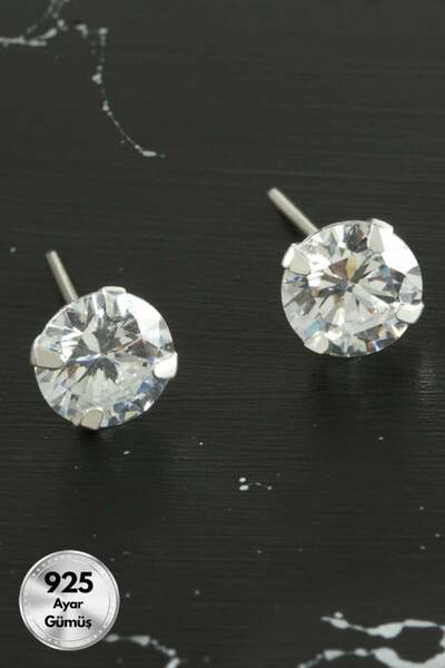 Butik Tek Taş 925 Ayar Gümüş Küpe Bir Çift – XS-