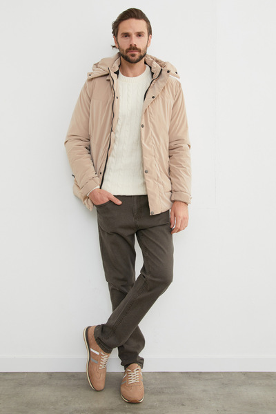 Fulla Moda Pocketed Hooded Softshell Fabric Coat