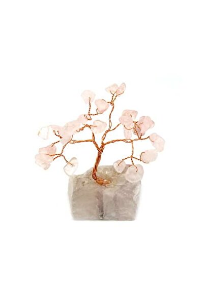 Feng Shui Copacel cu cuart roz pe suport de piatra