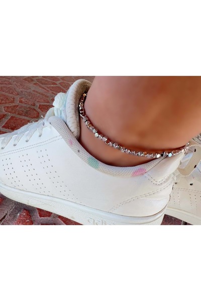 ACAR TAKI Silver Color Square Beaded Anklet 23+3cm Acr6154