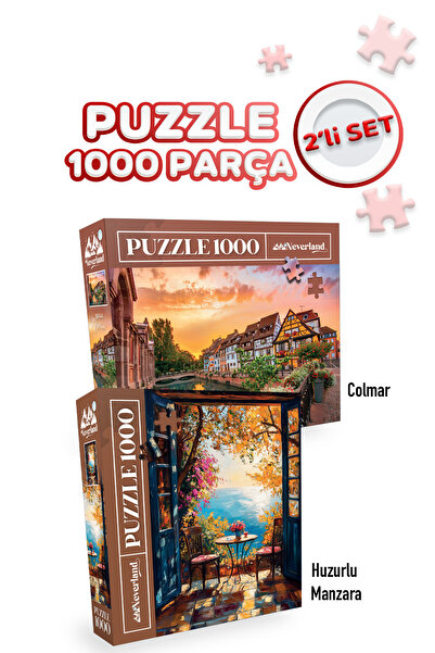 Neverland 2 ADET 1000 PARÇA PUZZLE- COLMAR VE HUZURLU MANZARA
