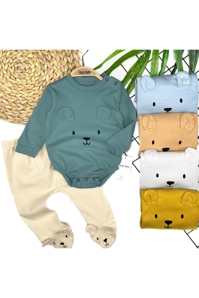 Momercy Bear Face Printed Baby Boy Set