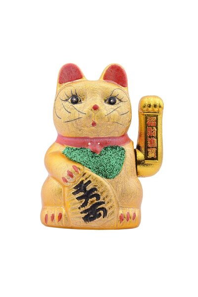 Feng Shui Pisica norocoasa ceramica Maneki Neko aurie 26 cm