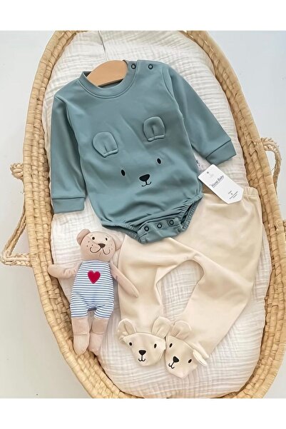 Momercy Bear Face Printed Baby Boy Set