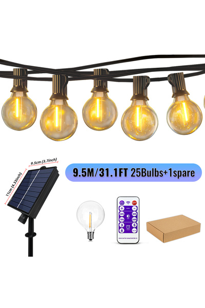 aiopp سلسلة أضواء شمسية G40-9.5M 26 لمبة، سلسلة أضواء LED مقاومة للكسر G40 تع...