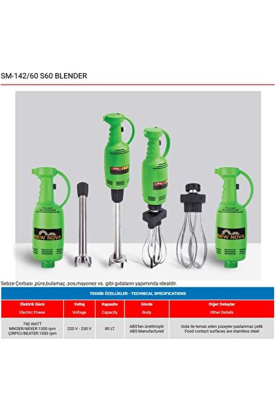 SÜPER MİKSER Sanayi Tipi Mikser Çorba Krema El Blender Aleti Makine S60 Nova Model 80 LİTRE