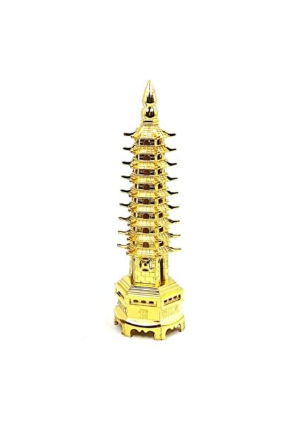 Feng Shui Pagoda celor noua nivele din metal auriu- Medie