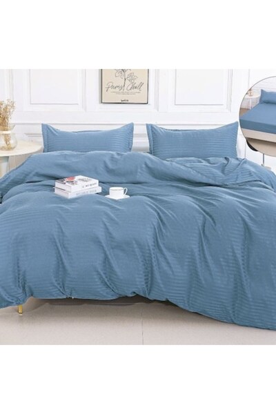 Casa de Vis Set lenjerie de pat dublu, bumbac satinat, 180 x 200 cm, 4 piese,...