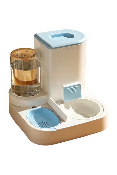 Manolex Hrănitoare 2 în 1 pentru pisici și câini, cu o capacitate de hrană de 2,2 l + 1 l apă, albastră