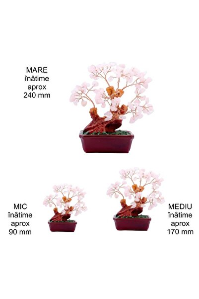 Feng Shui Rose quartz tree on ceramic stand - 24 cm high