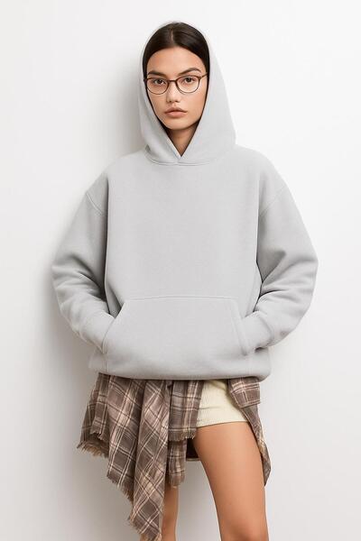 E-ROMA سترة رياضية بقلنسوة مطبوعة من القطن الممشط بثلاث خيوط للجنسين