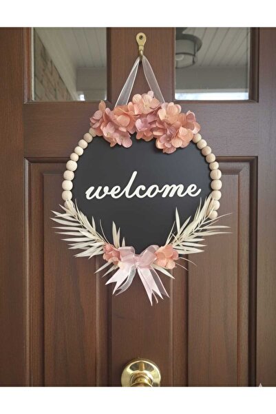 Marka Tasarim Στολίδι πόρτας με ξύλινες χάντρες Welcome Welcome Δώρο για το σπίτι