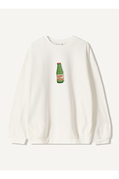 Disante سويت شيرت للجنسين بمقاس كبير مطبوع عليه زجاجة صودا - ياقة دائرية، 3 خ...